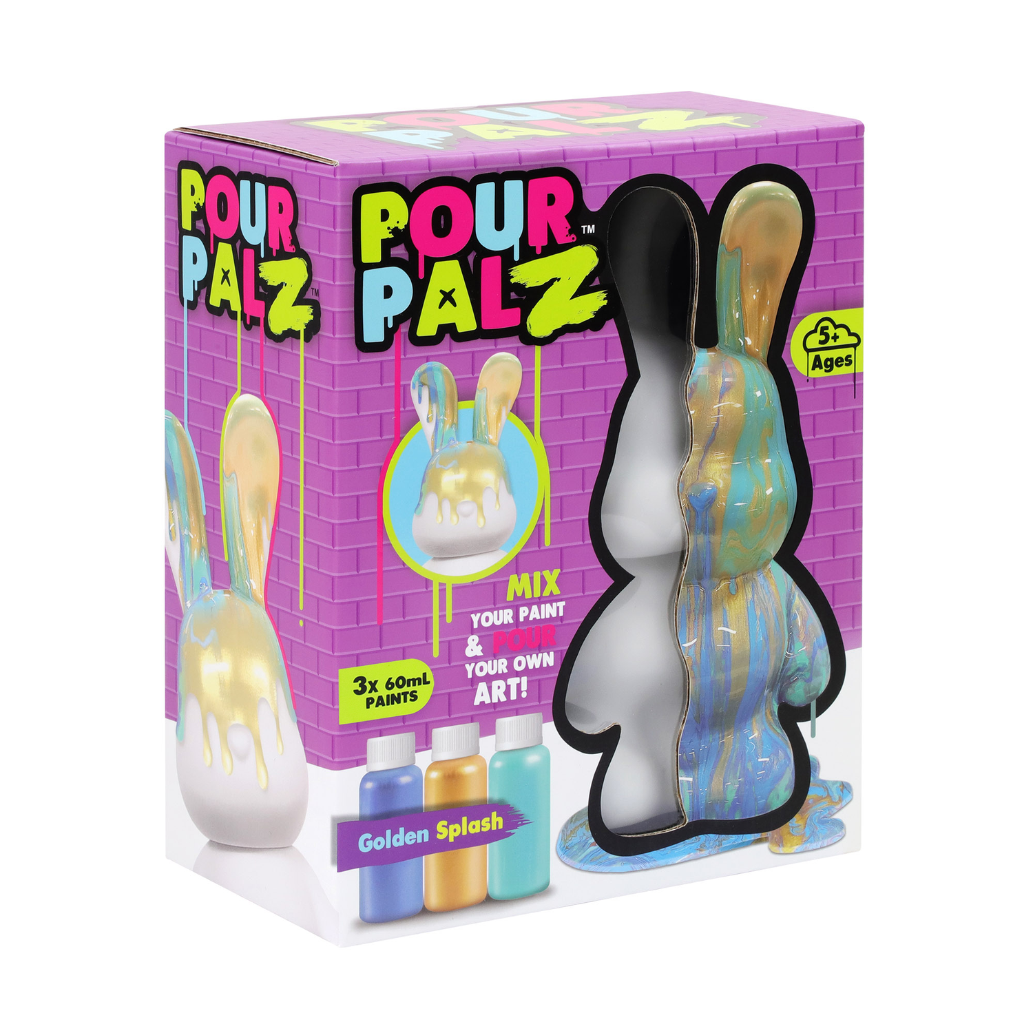 Pour PalZ Large Paint Bunny GOLDEN SPLASH & TUTTI FRUTTI — TOYMONSTER
